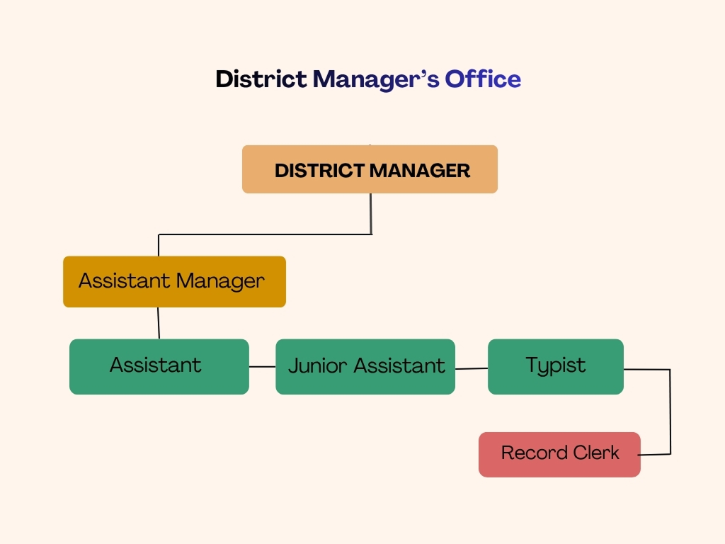 Organizational breakdown chart map for District Manager Office nodes